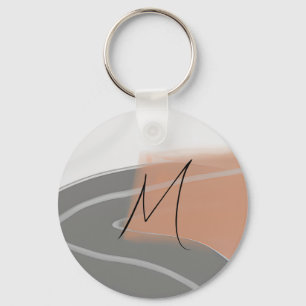 Muted earth tones sun minimalist art keychain