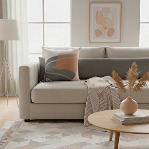 Muted earth tones sun minimalist art  throw pillow