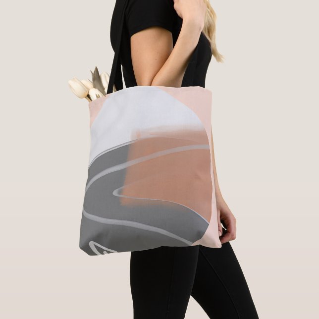Muted earth tones sun minimalist art tote bag (Close Up)