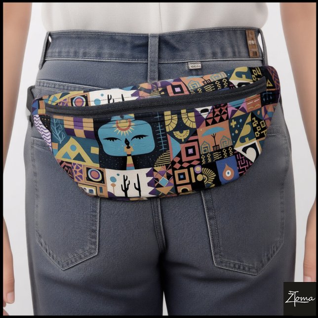 Muted Earthy Folk Art Patchwork Quilt Fanny Pack (Creator Uploaded)