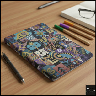 Muted Earthy Folk Art Patchwork Quilt iPad Mini Cover