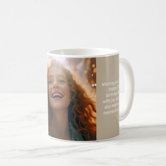 Muted Elegance Calm Stone Happy Birthday Photo Coffee Mug (Front Right)