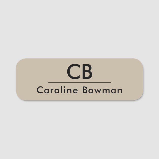 Muted Elegance - Calm Stone Modern Name Tag (Front)