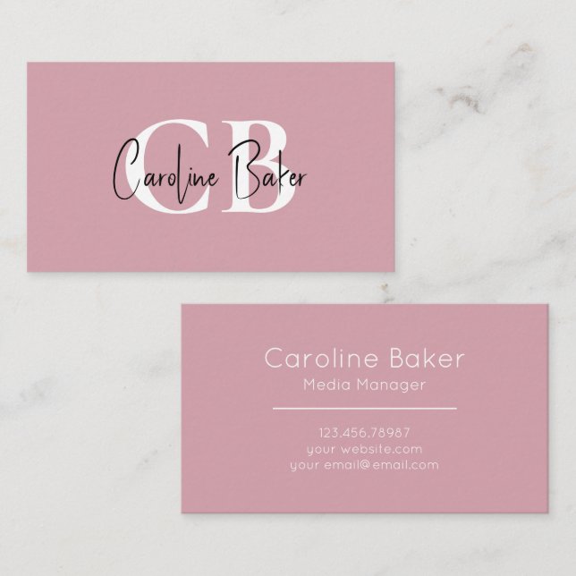 Muted Elegance Misty Rose Minimal Business Card (Front/Back)