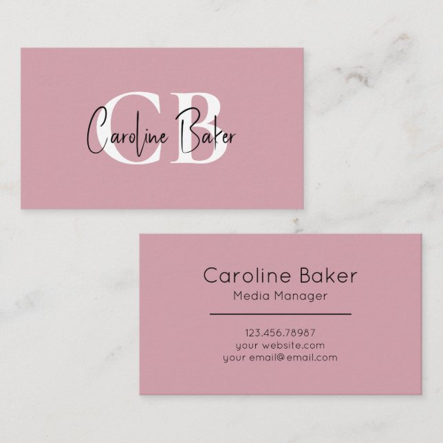 Muted Elegance Misty Rose Minimal Business Card (Front/Back)