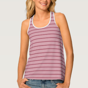 Muted Elegance - Misty Rose Small Stripes Tank Top