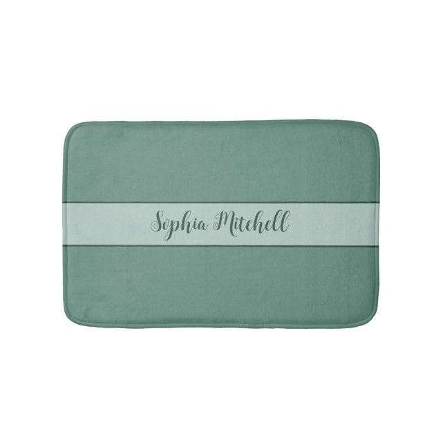 Muted Elegance - Ocean Teal Name Bath Mat (Front)