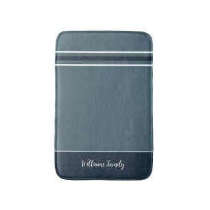 Muted Elegance - Slate Blue Stripes Bath Mat