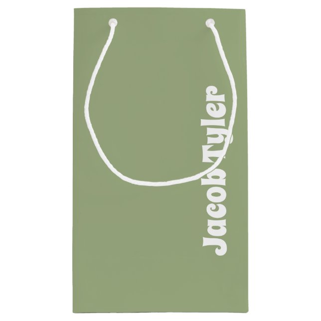 Muted Elegance - Small Tranquil Sage Name Gift Bag (Back)