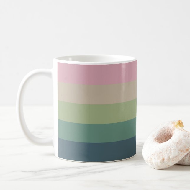Muted Elegance - Striped  Coffee Mug (With Donut)