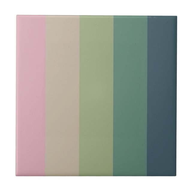 Muted Elegance  Stripes Decorative Ceramic Tile (Front)