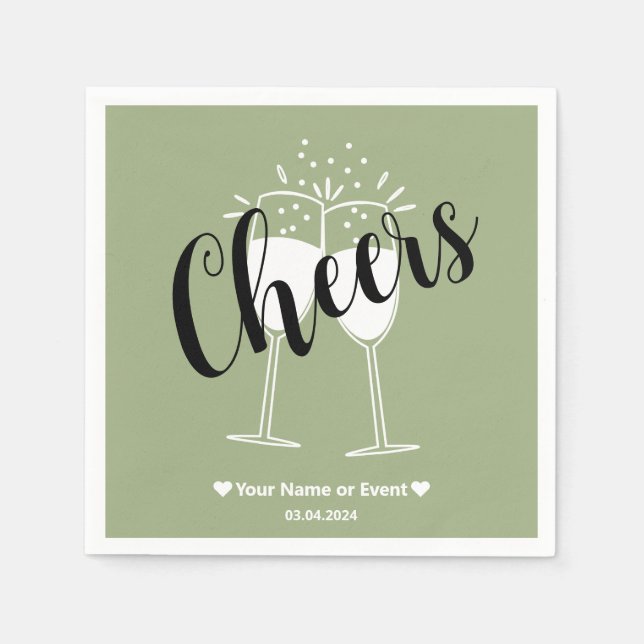 Muted Elegance - Tranquil Sage Cheers Napkins (Front)