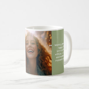 Muted Elegance Tranquil Sage Happy Birthday Photo Coffee Mug