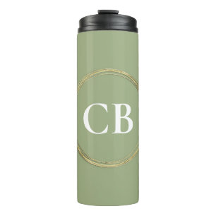 Muted Elegance - Tranquil Sage Monogram Thermal Tumbler