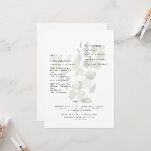 Muted Eucalyptus Greenery Teal Typography Detail Invitation