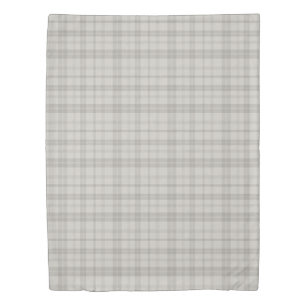Muted Farmhouse Gray Plaid w/ Linen Texture Duvet Cover