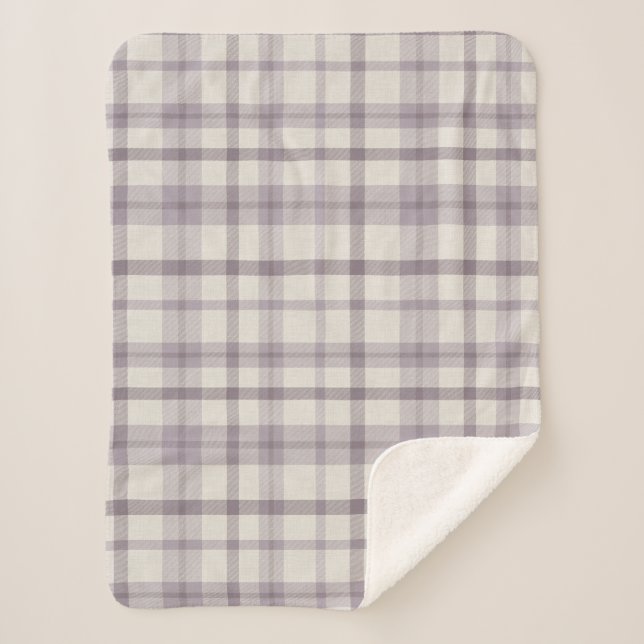 Muted Farmhouse Purple Plaid Baby Boy's Nursery Sherpa Blanket (Front)