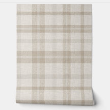 Muted Farmhouse Taupe Plaid w/ Linen Texture