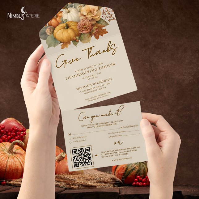Muted Floral All In One Thanksgiving Invitation  (Creator Uploaded)