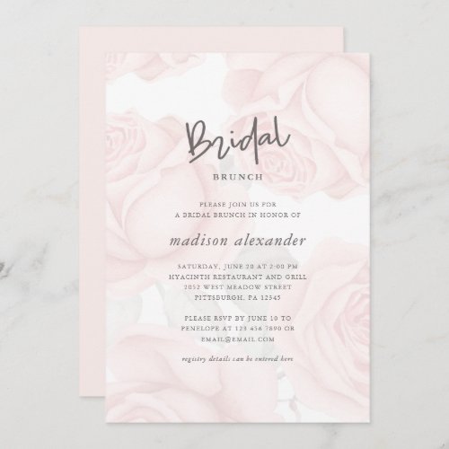 Muted Floral Blush Bridal Brunch Invitation
