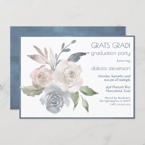 Muted Floral Bouquet  Soft Pastel Rose Graduation Invitation