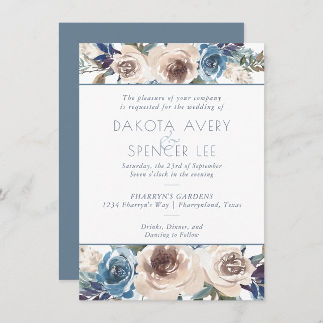 Muted Floral Garland | Pastel Pattern Wedding Invitation (Front/Back)