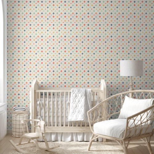 Muted Geometric Diamond Pattern in Earthy Pastel Wallpaper