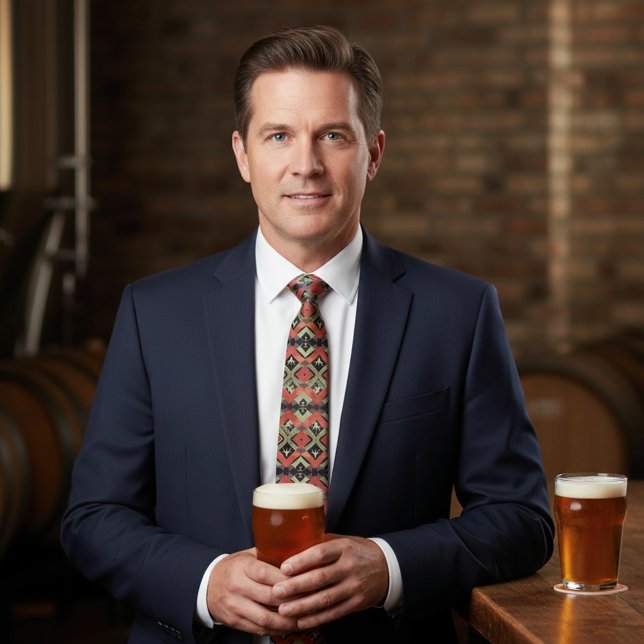 Muted Geometric Olive Green Diamond Pattern Neck Tie (Creator Uploaded)