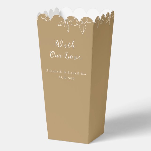 Muted Gold Cherry Blossom With Our Love   Favor Boxes (Front)