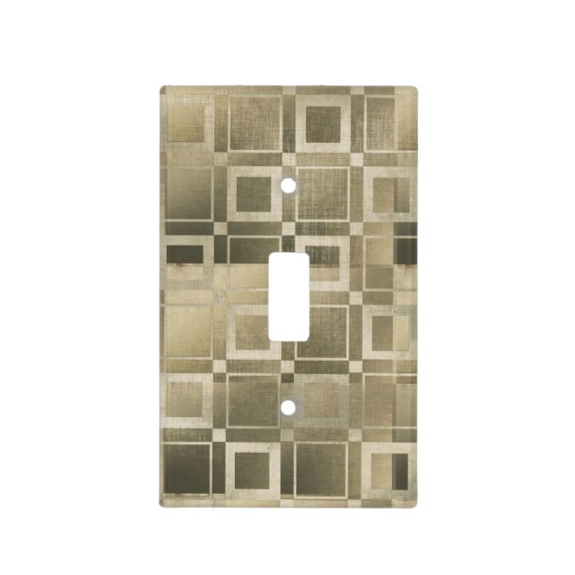 Muted Gold Squares Modern Geometric Glam Light Switch Cover (Front)