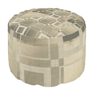 Muted Gold Squares Modern Geometric Glam Pouf