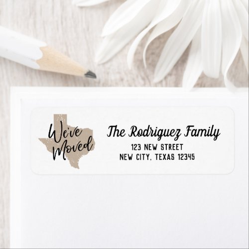 Muted Gold Weve Moved _ Texas Address Labels