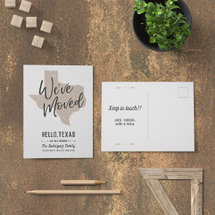 Muted Gold We've Moved - Texas Announcement Postcard