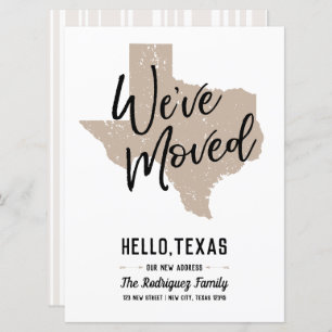 Muted Gold We've Moved - Texas Moving Card