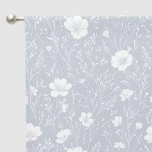 Muted Gray And White Wildflower Pattern
