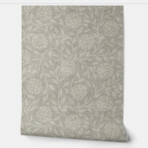 Muted Gray Hydrangea Traditional Wallpaper