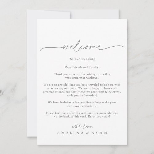 Muted Gray Simple Minimal Wedding Welcome Letter