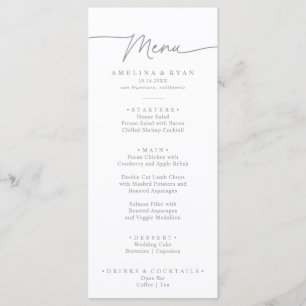 Muted Gray Simple Minimalist Dinner Menu