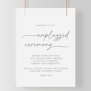 Muted Gray Simple Minimalist Unplugged Ceremony Poster