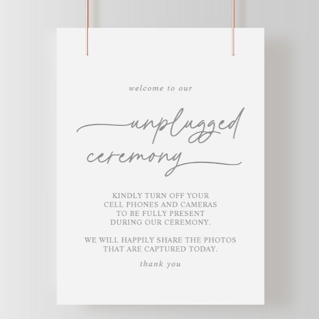 Muted Gray Simple Minimalist Unplugged Ceremony  Poster (Creator Uploaded)