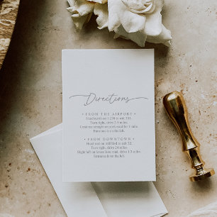 Muted Gray Simple Minimalist Wedding Directions Enclosure Card