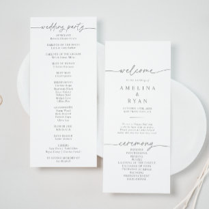 Muted Gray Simple Minimalist Wedding Program