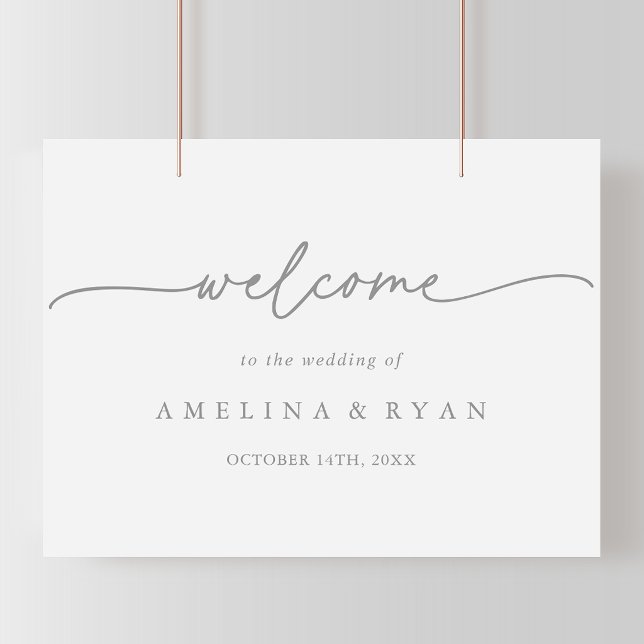 Muted Gray Simple Minimalist Wedding Welcome Sign (Creator Uploaded)