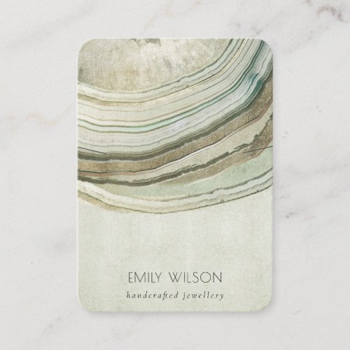 Muted Green Aqua Agate Earthy Necklace Display Business Card
