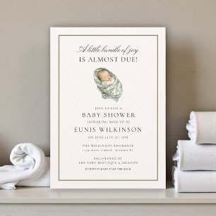 Muted Green Baby Shower a little bundle Invitation