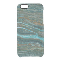 Muted Green &amp; Brown Marble Stone Pattern MI002 Clear iPhone 6/6S Case