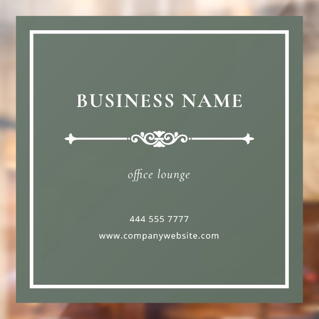 Muted Green Business Office Lounge White Frame Window Cling (Sheet 2)