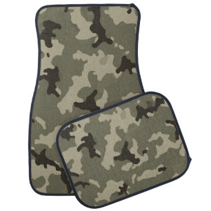 Muted Green Camo Car Floor Mats in Military-Inspir