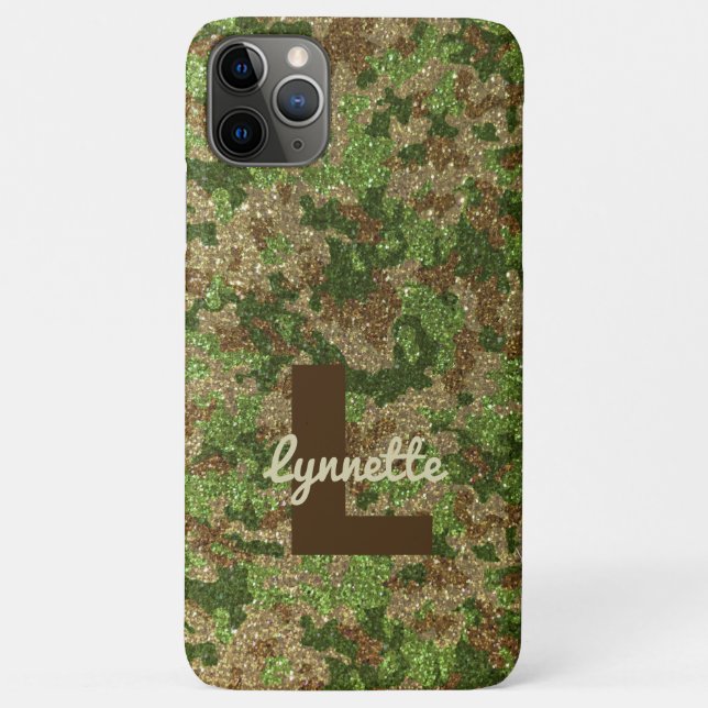 Muted Green Camouflage Outdoorsy Monogram Name Case-Mate iPhone Case (Back)