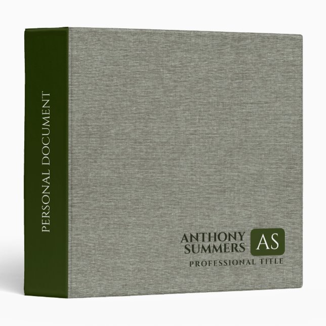 Muted Green Fabric Texture  3 Ring Binder (Front/Spine)